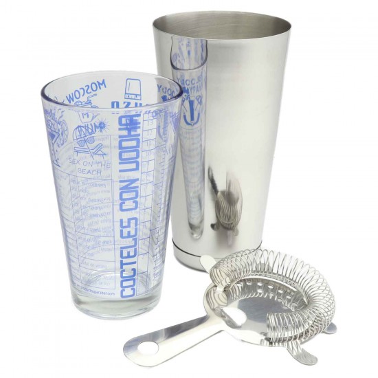 Boston Shaker 3 Piezas Con Vaso Recetas Vodka