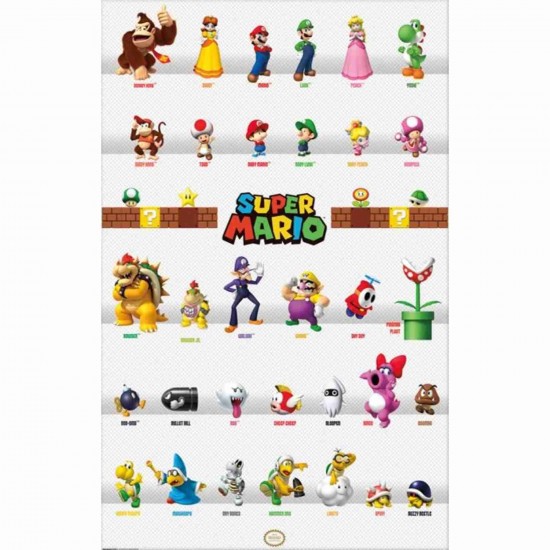 Afiche Super Mario Personajes